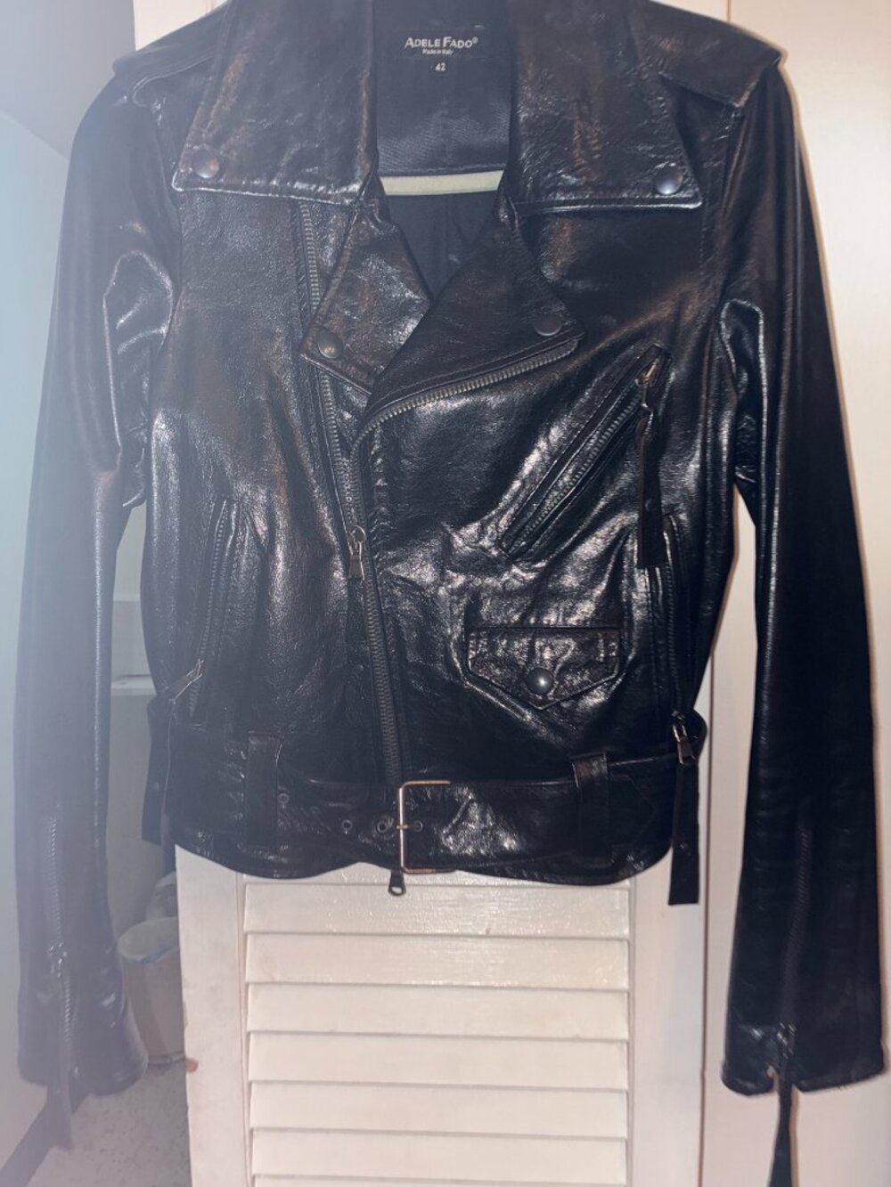 BLACK  LEATHER MOTO JACKET